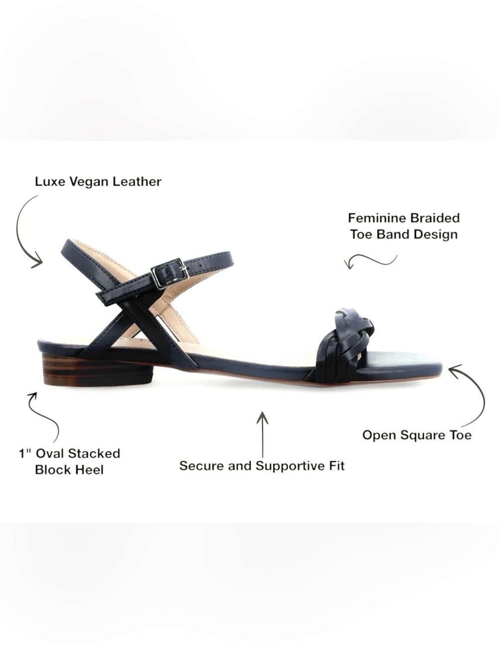Braided Strap Navy Women's Open-Toe Sandals with Ankle Buckle New Size 5 1/2 - Picture 3 of 8